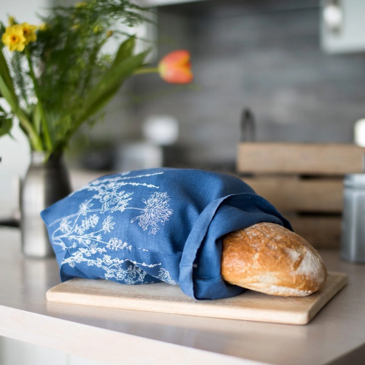 Breathable Linen Bread Bag Garden Design - Image 11