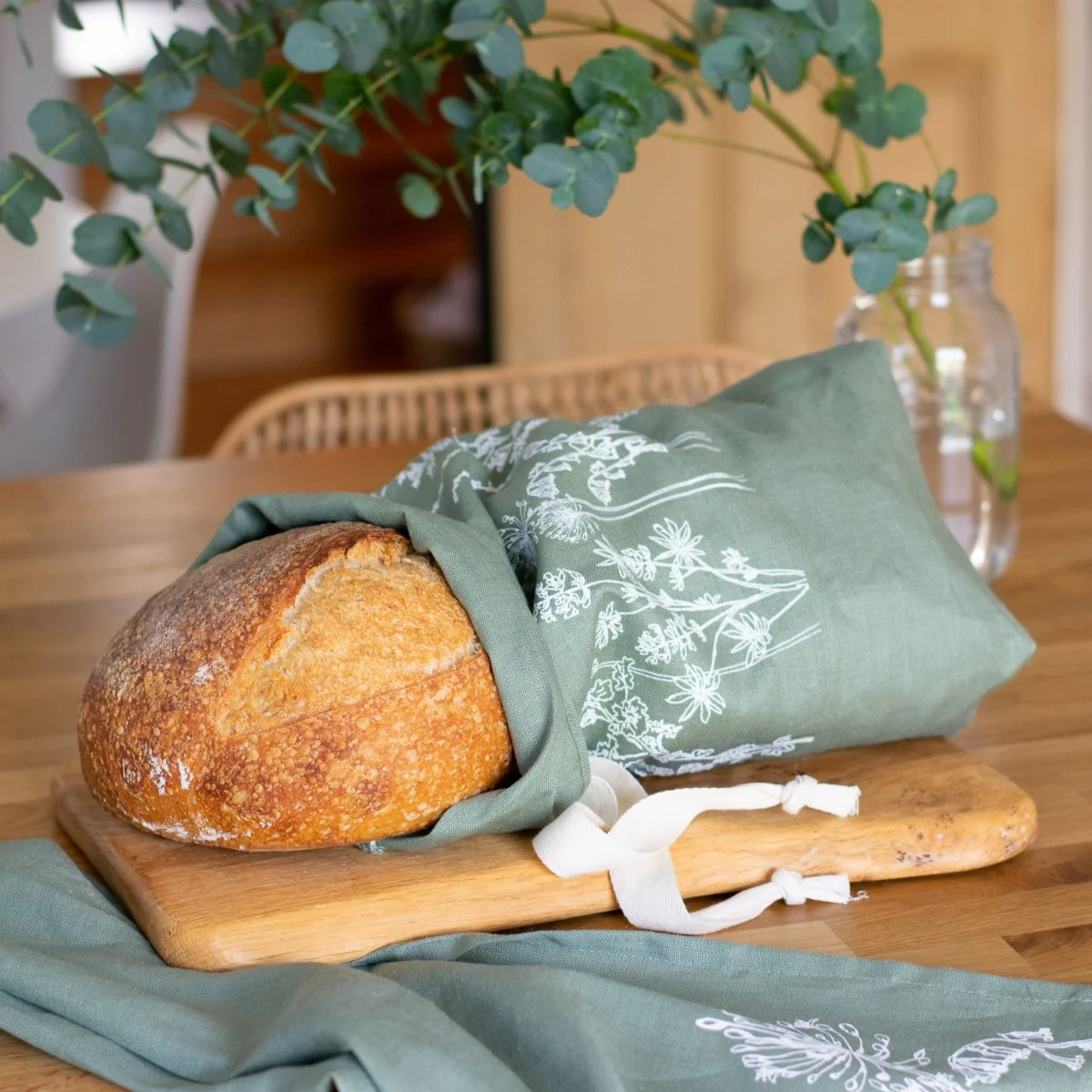 Breathable Linen Bread Bag Garden Design - Image 13