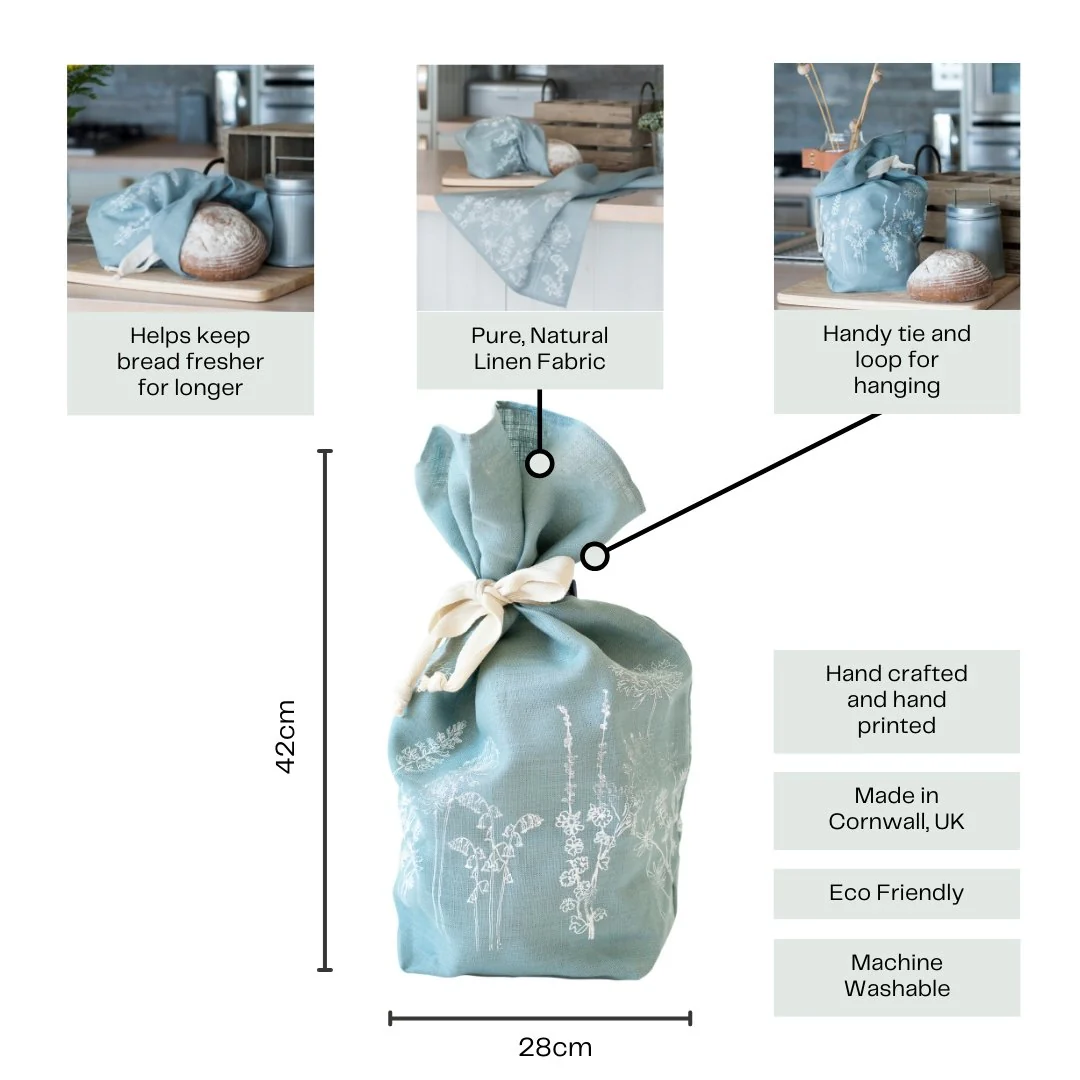 Breathable Linen Bread Bag Garden Design - Image 3