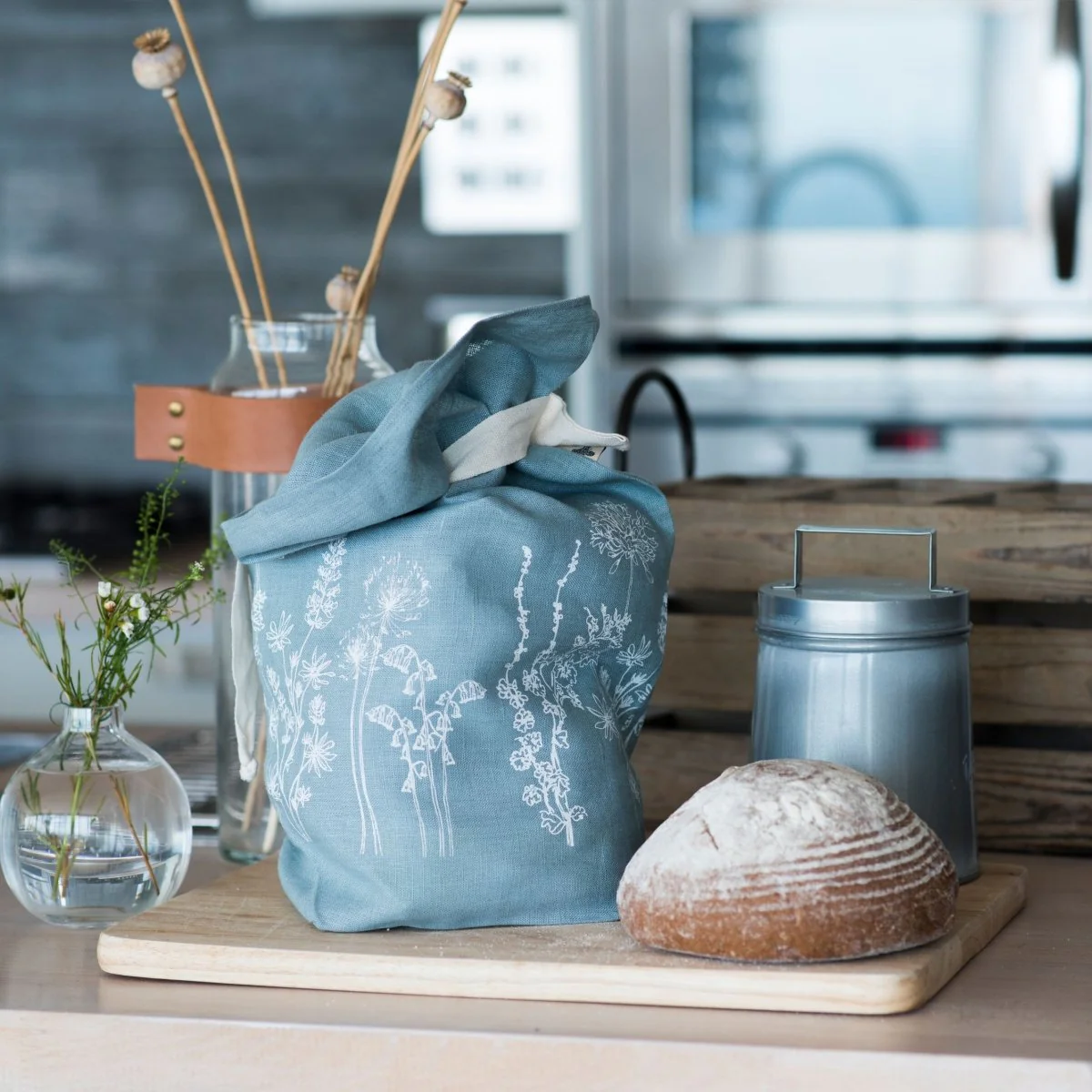 Breathable Linen Bread Bag Garden Design - Image 4