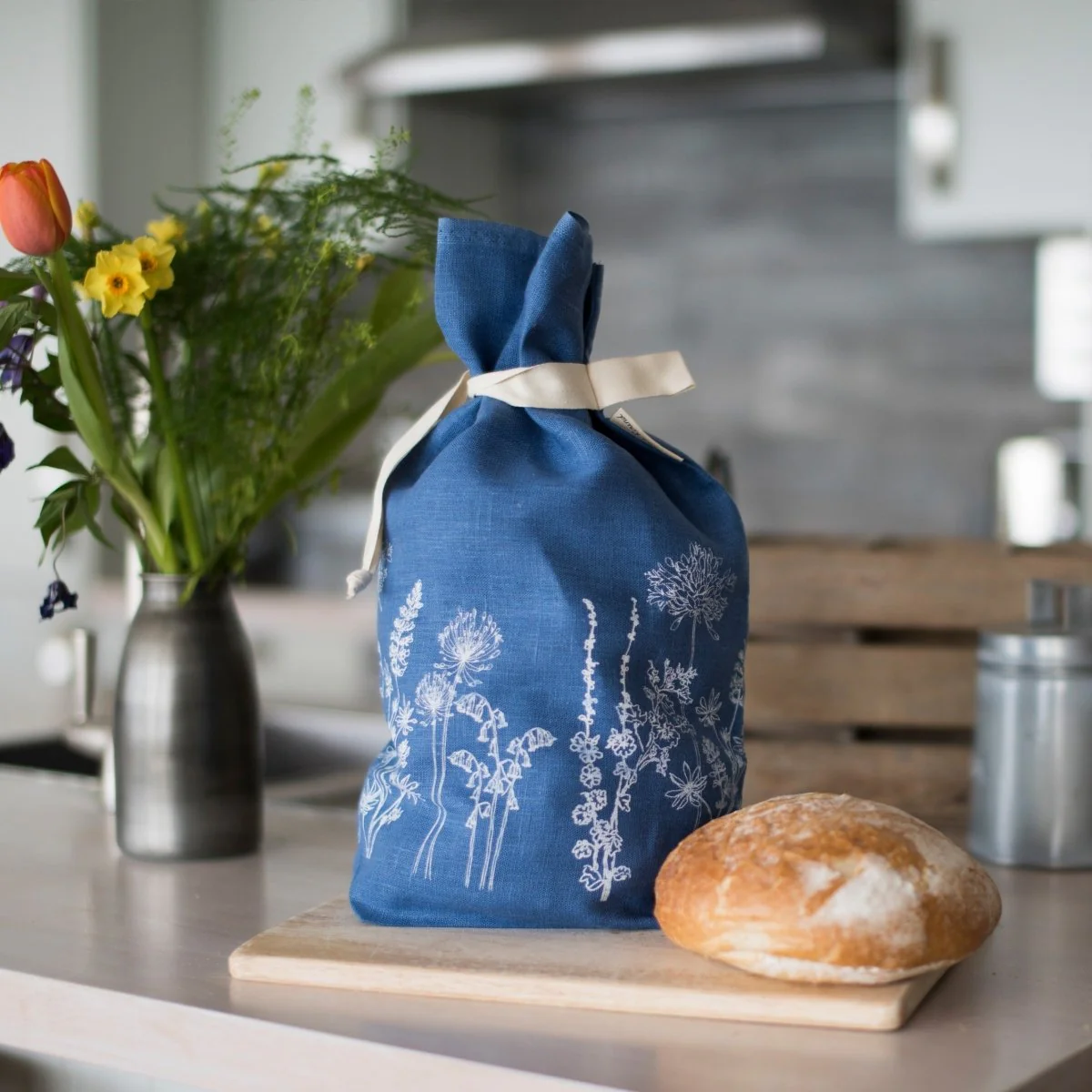 Breathable Linen Bread Bag Garden Design - Image 5