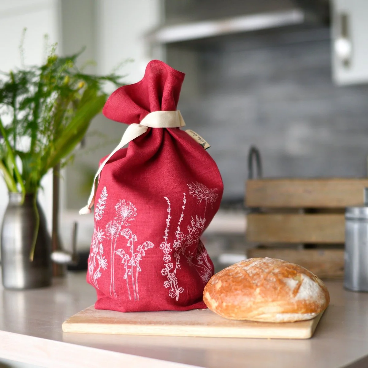 Breathable Linen Bread Bag Garden Design - Image 6