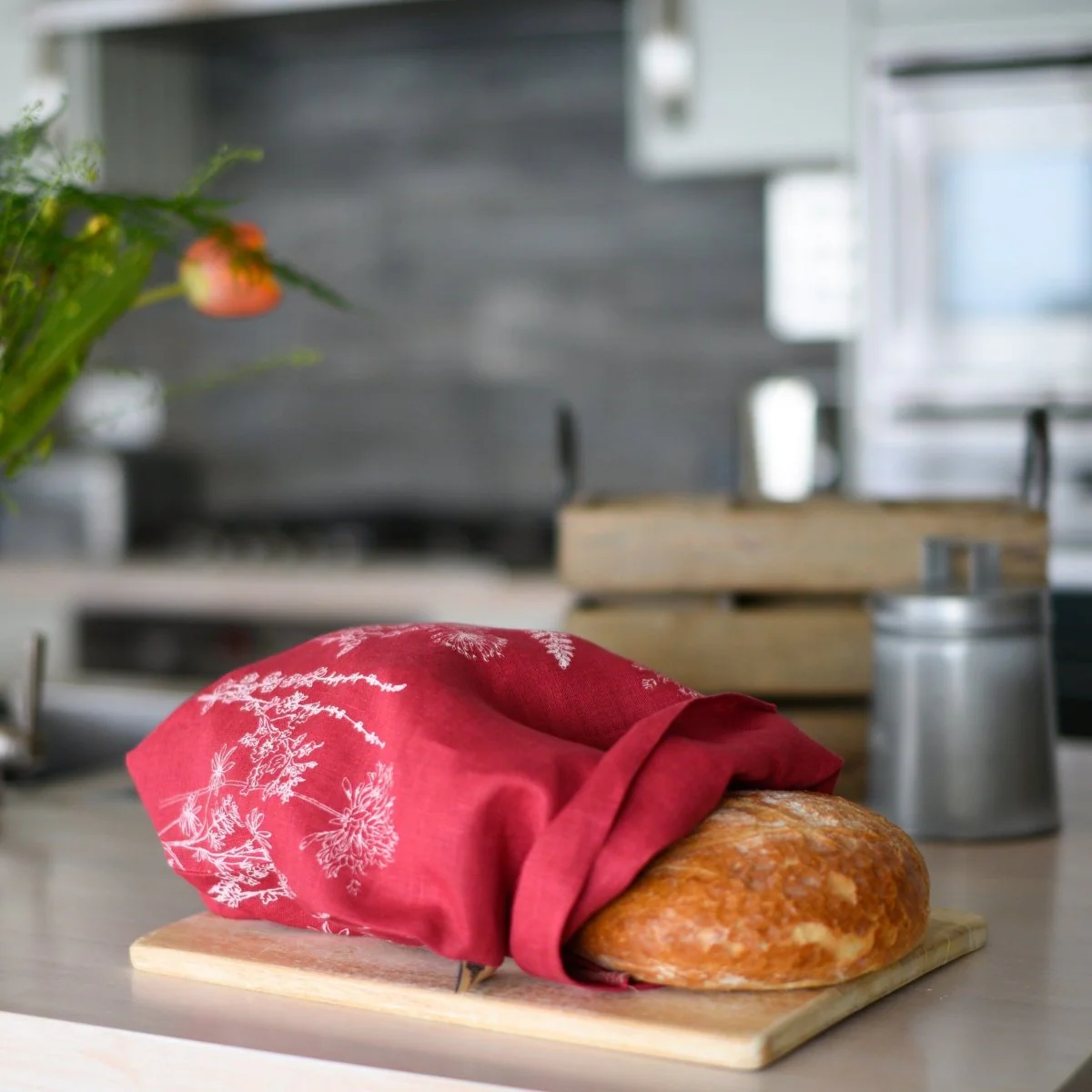 Breathable Linen Bread Bag Garden Design - Image 8