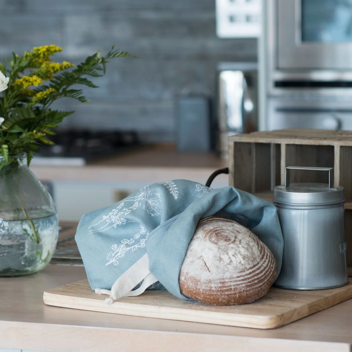 Breathable Linen Bread Bag Garden Design - Image 9