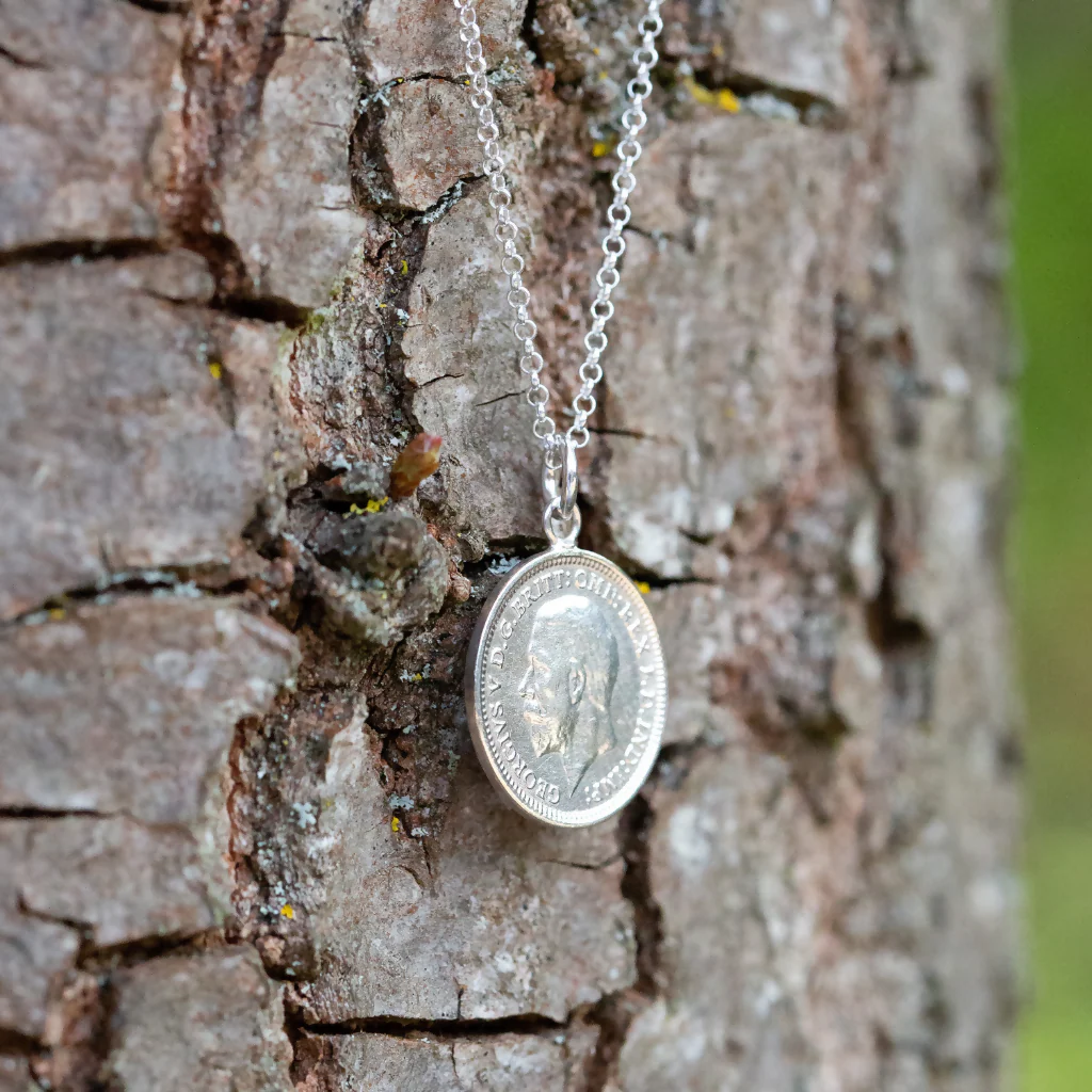 British Acorns Coin Necklace - Silver - Image 2