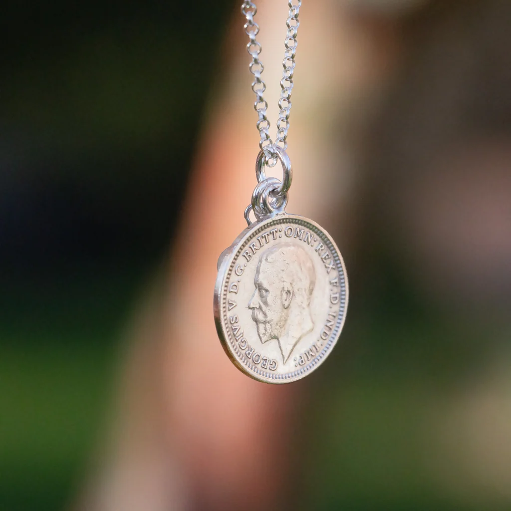 British Acorns Coin Necklace - Silver - Image 4
