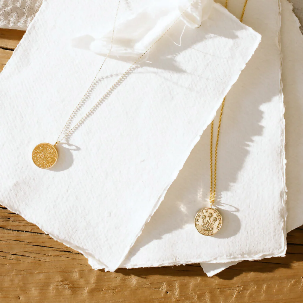 British Thrift Plant Coin Necklace - Image 2