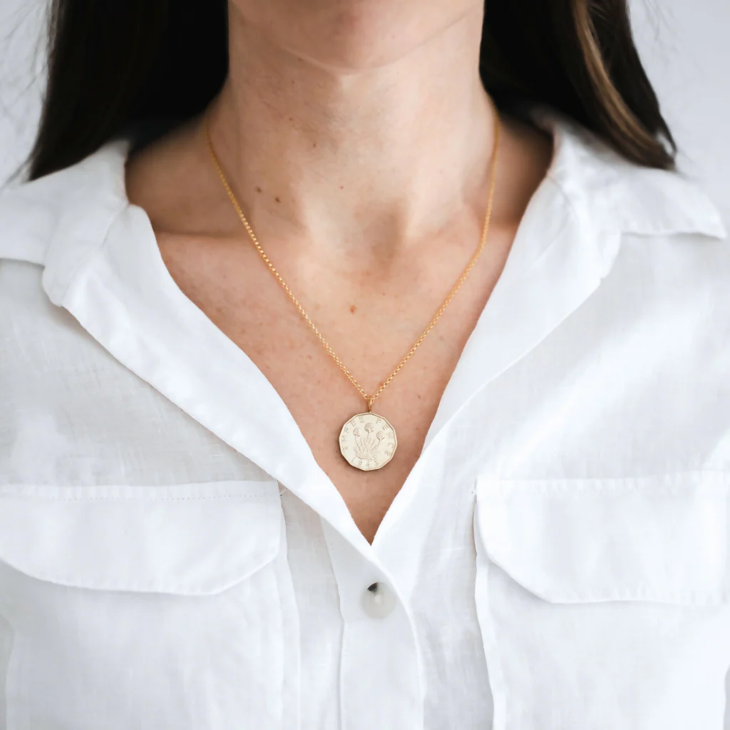 British Thrift Plant Coin Necklace - Image 3