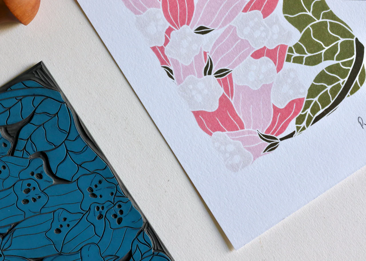 British Woodland Foxglove Linocut Art | A5 or A4 Art Print on Cotton Paper - Image 5