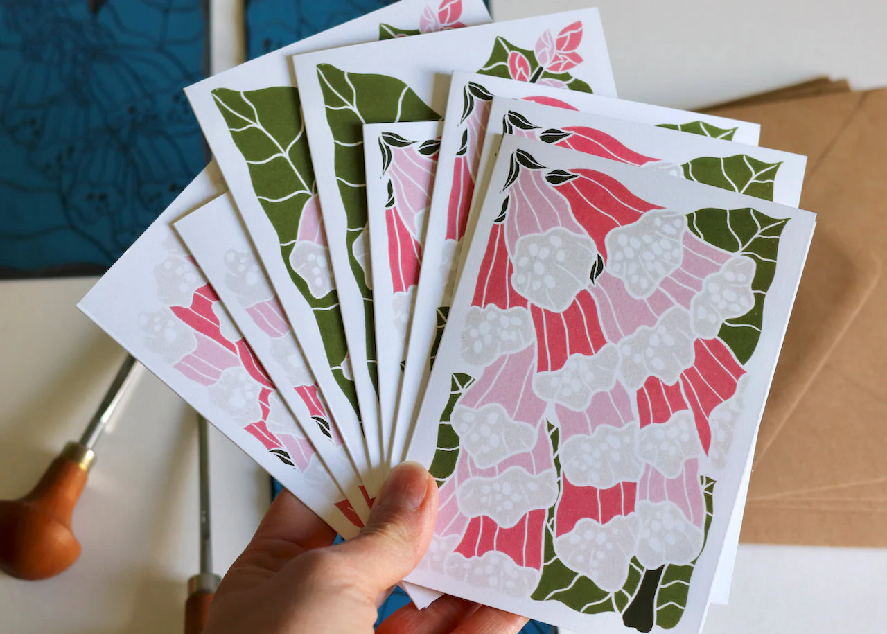 British Woodland Foxglove Notecards | Set of 8 Notecards & Envelopes - Image 3