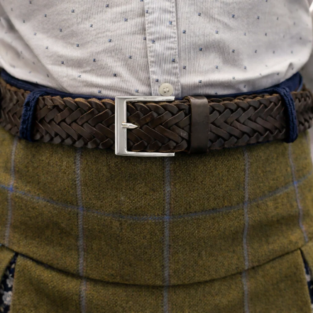 Brown Braided Leather Belt