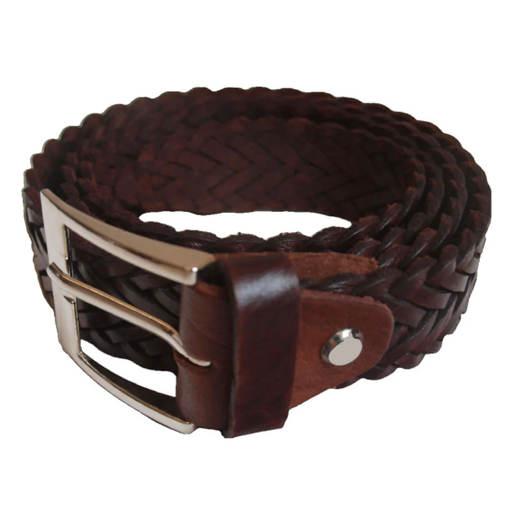Brown Braided Leather Belt - Image 2