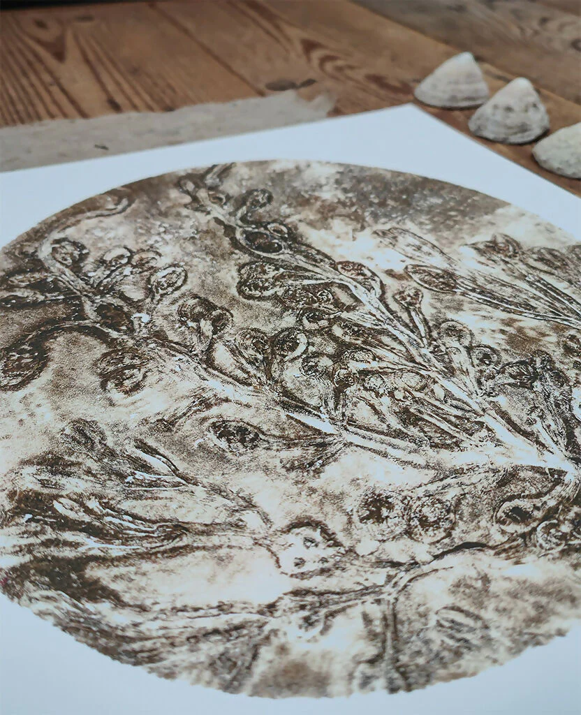 Brown Circular Seaweed Knotted Wrack and Channelled Wrack Gelli Print - Image 3