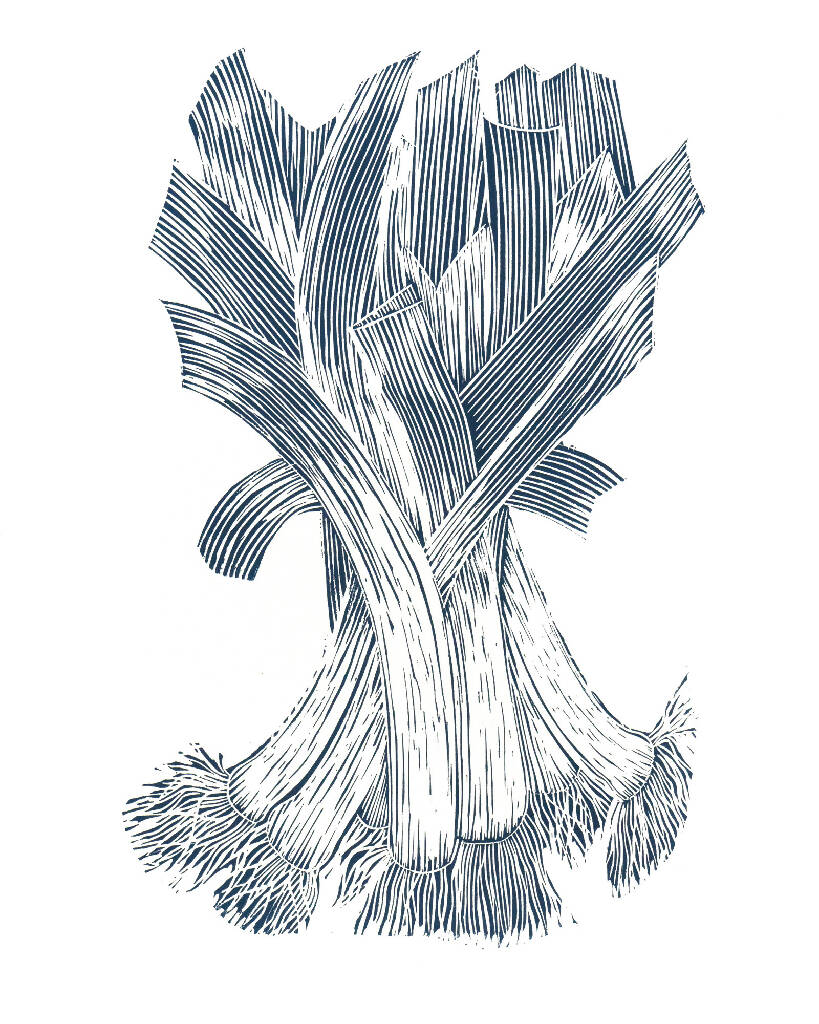 Bunch of Leeks Original Lino Print - Image 2