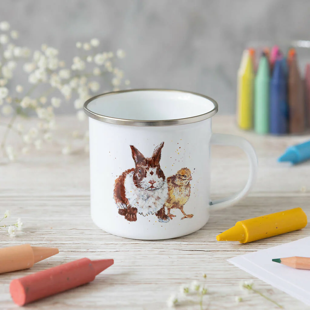 Bunny Rabbit Enamel Mug in White - Image 2