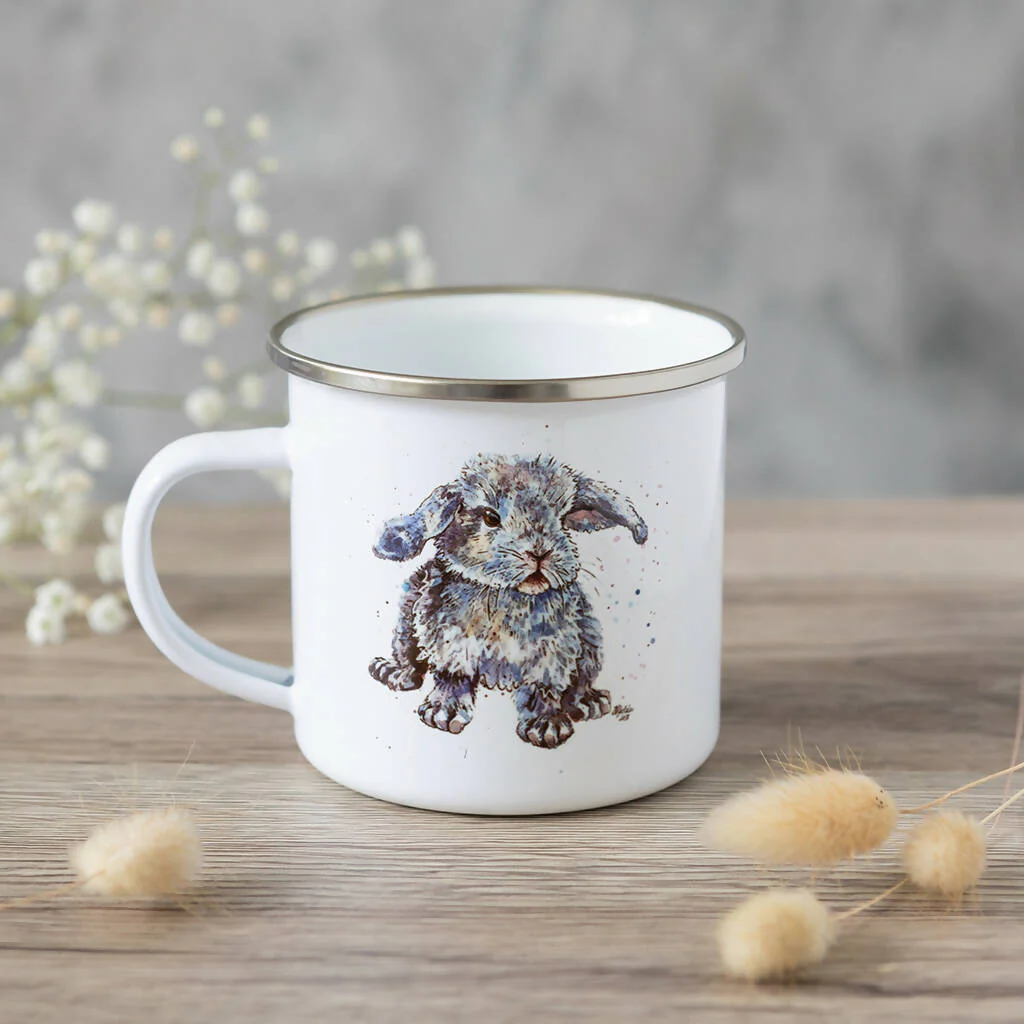 Bunny Rabbit Enamel Mug in White - Image 5