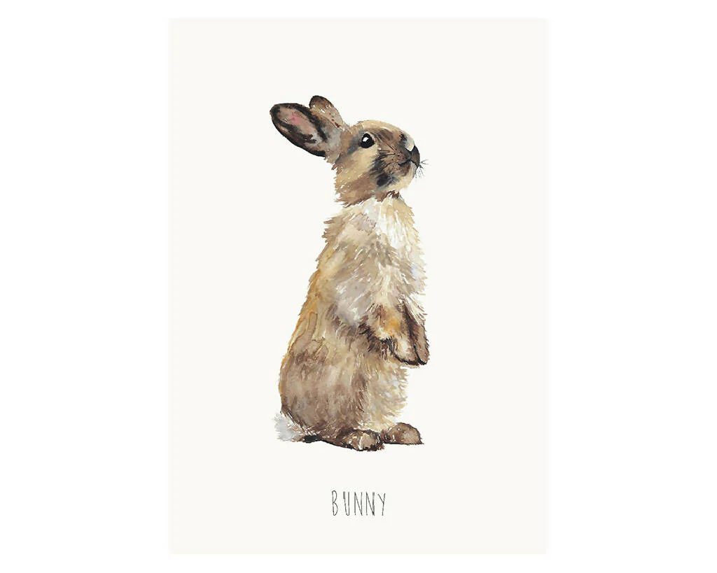 Bunny Rabbit Watercolour Art Print - Image 2