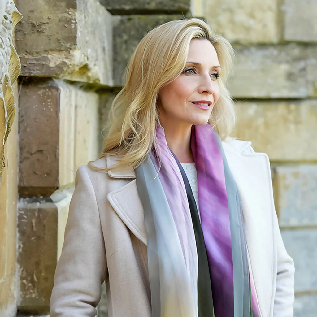 Burgundy blush silk scarf - Image 2