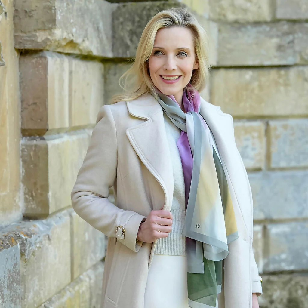 Burgundy blush silk scarf - Image 3