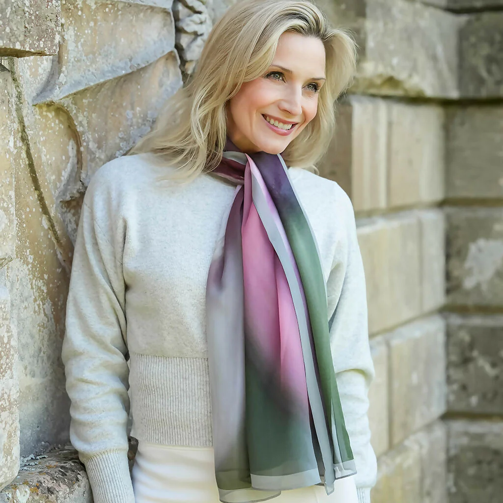 Burgundy blush silk scarf - Image 4