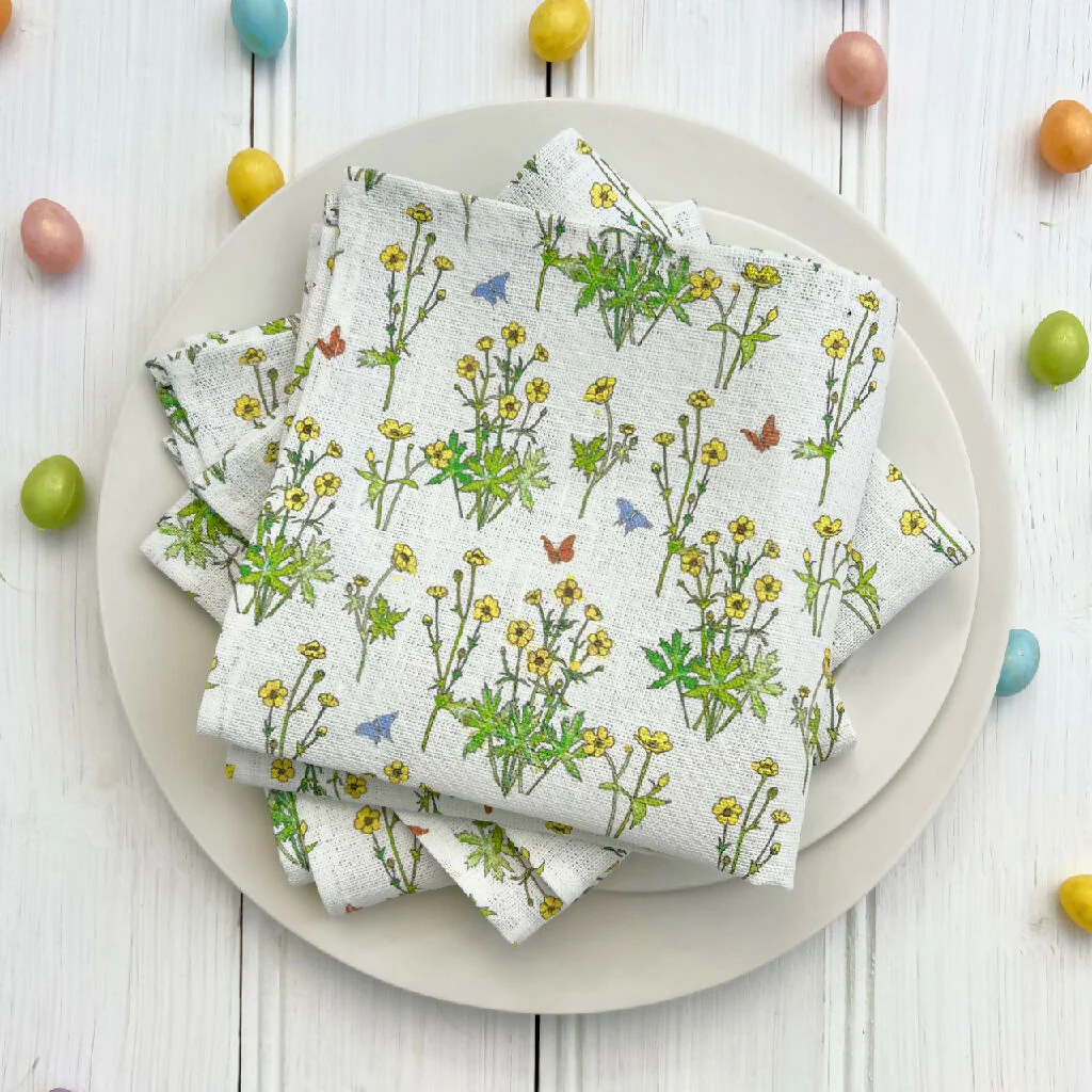 Set of Two Linen Napkins - Buttercups - Image 3