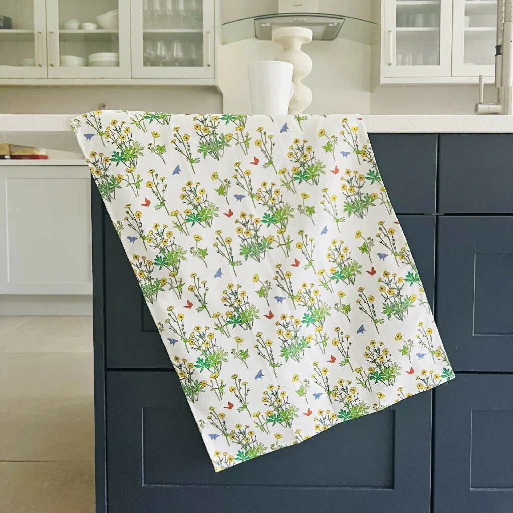 'Buttercups' Organic Cotton Tea Towel