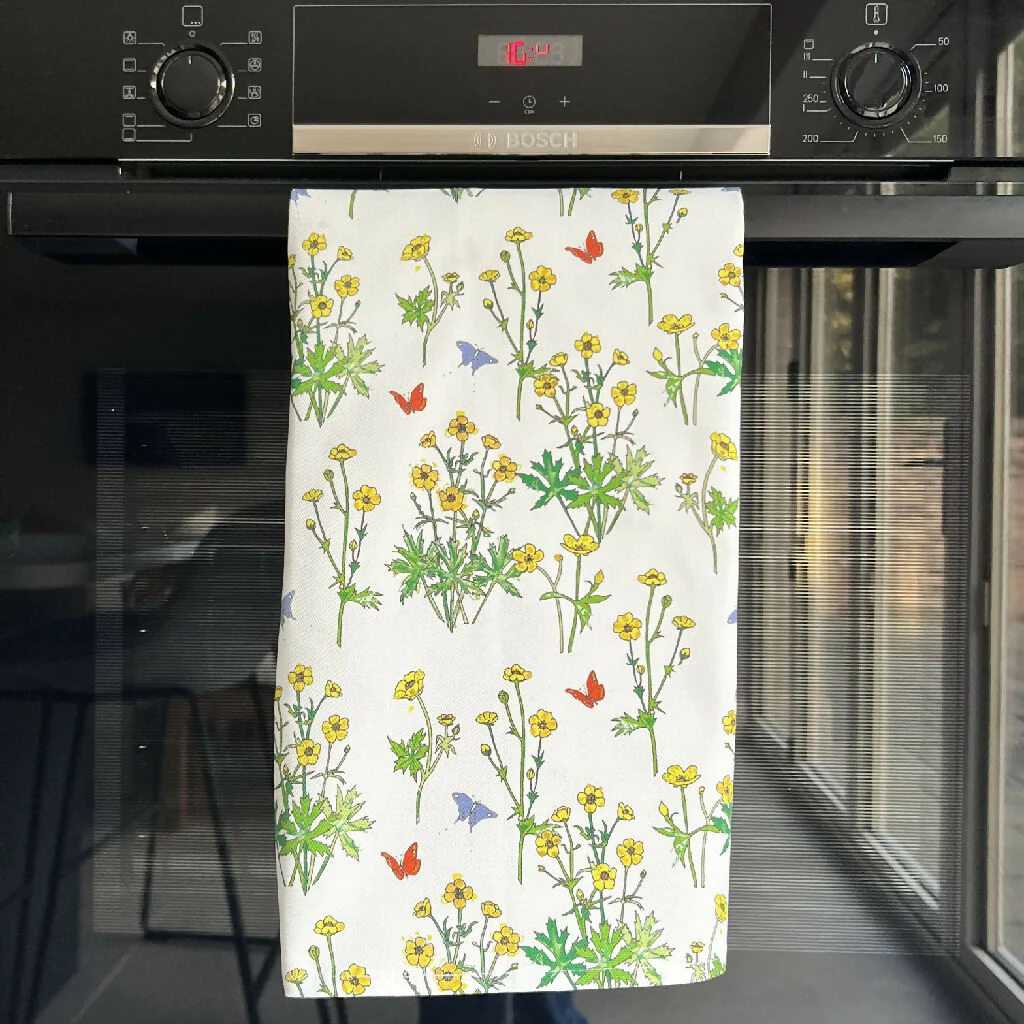 'Buttercups' Organic Cotton Tea Towel - Image 2