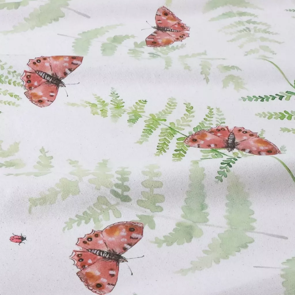 Butterfly and Fern Organic Soft Furnishing Fabric - Image 2