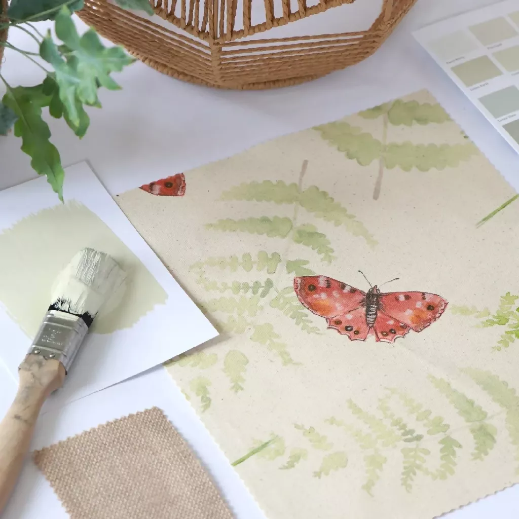 Butterfly and Fern Organic Soft Furnishing Fabric - Image 7