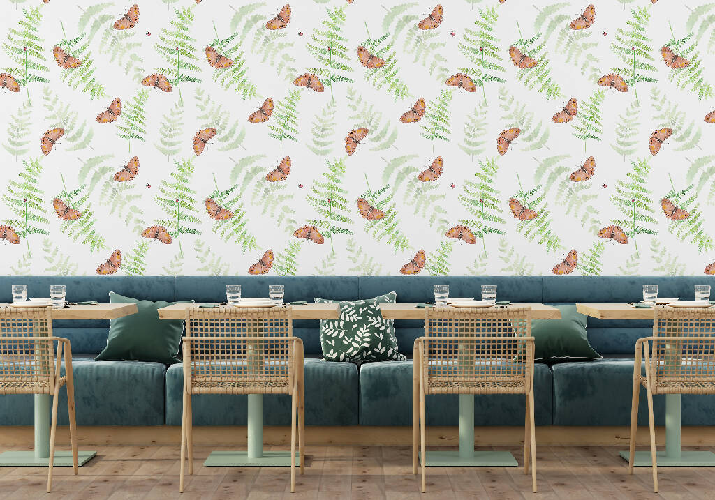 Butterfly and Fern Sustainable Wallpaper - Image 2