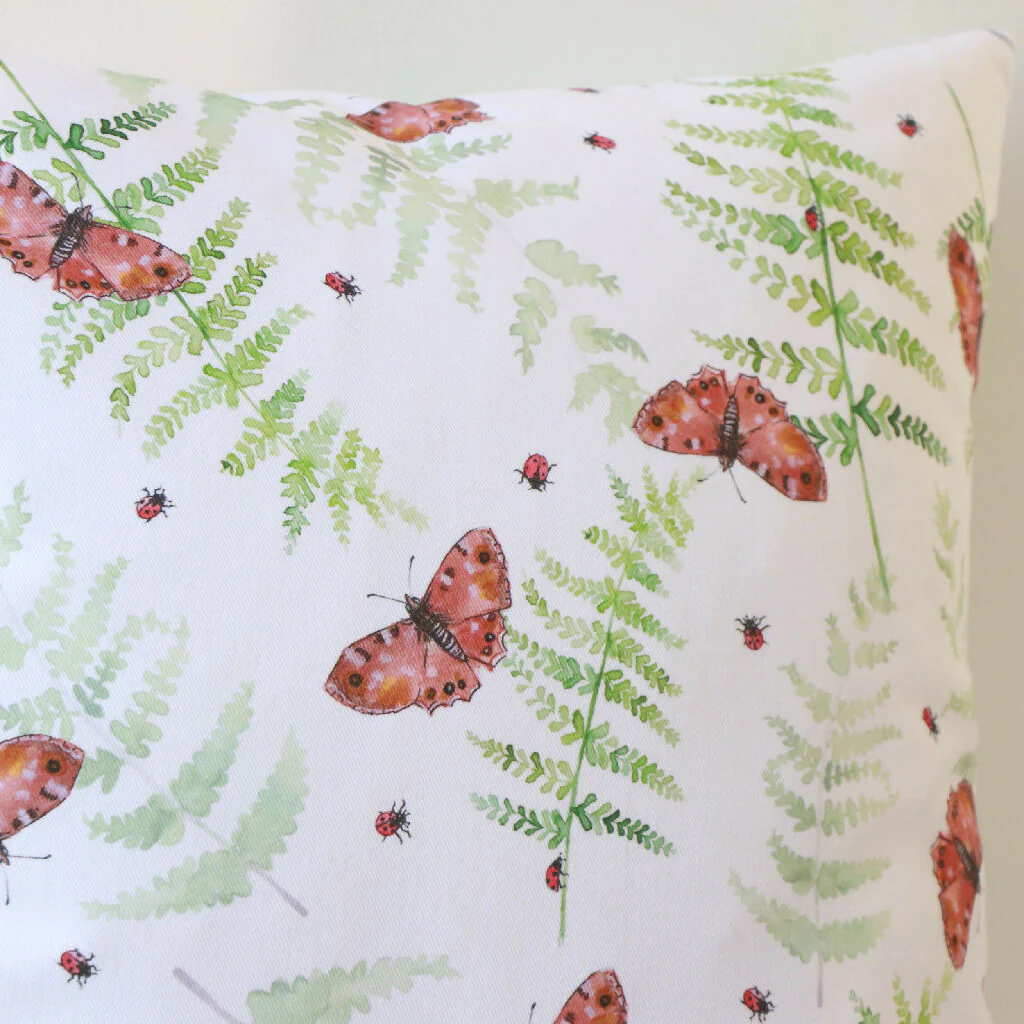Butterfly and Fern Woodland Cushion - Image 4