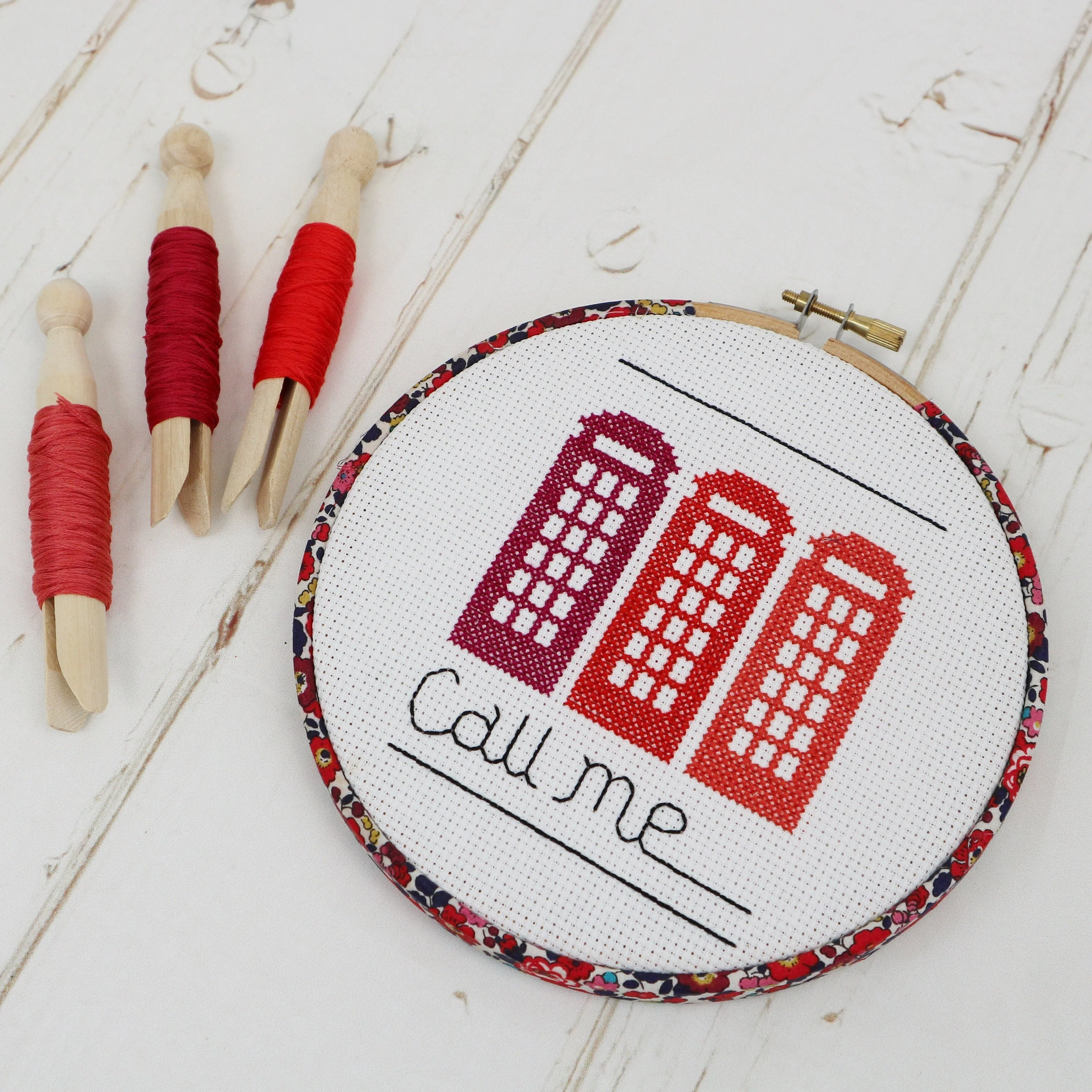 Call Me Cross Stitch Hoop Kit