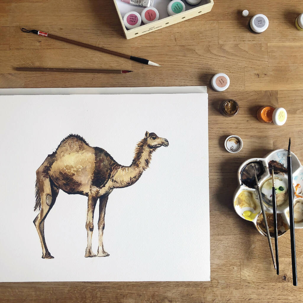 Camel Watercolour Art Print - Image 2