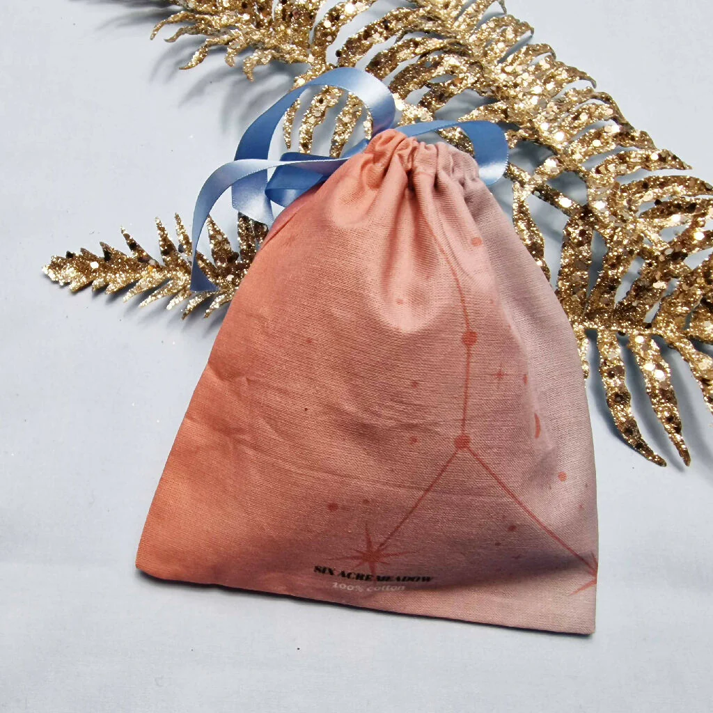 Cancer White Rose Birth Flower Gift Pouch in Pink and Blue - Image 5
