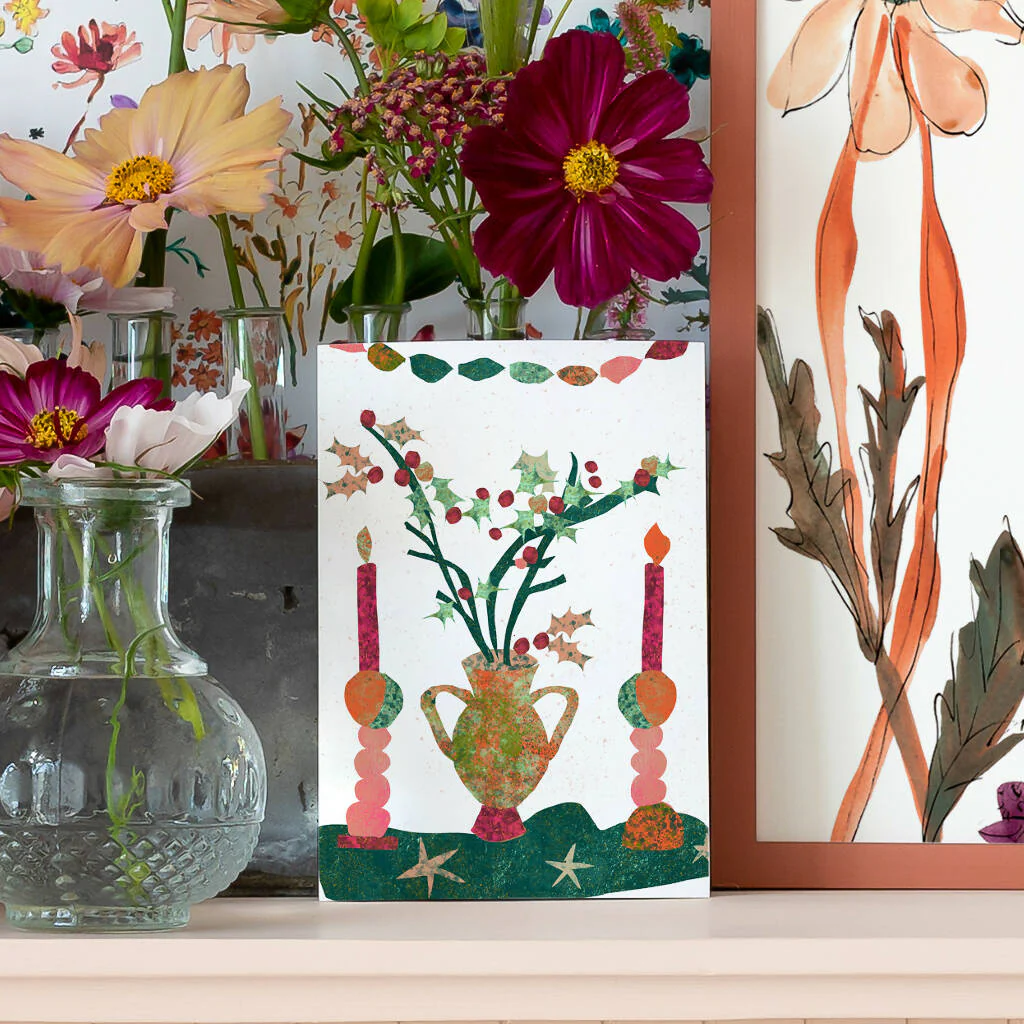 Candlesticks Bouquet Christmas Card - Image 2