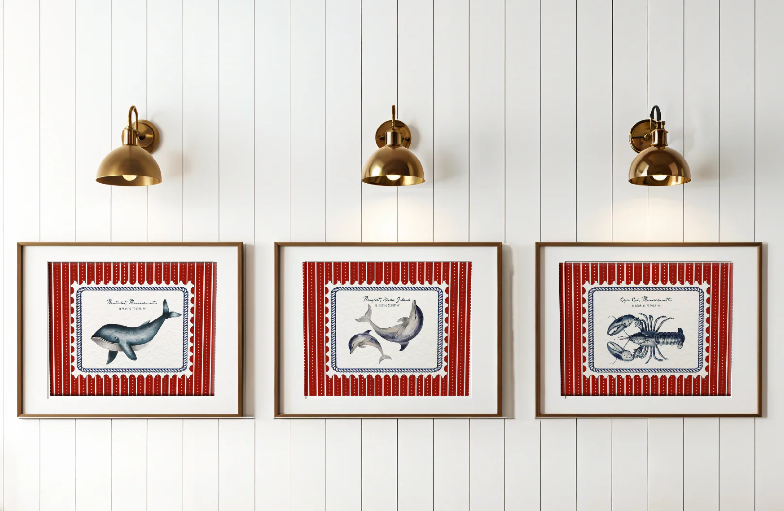 Cape Cod Art Lobster Coastal Wall Art Nantucket Harbor Artwork - Image 3