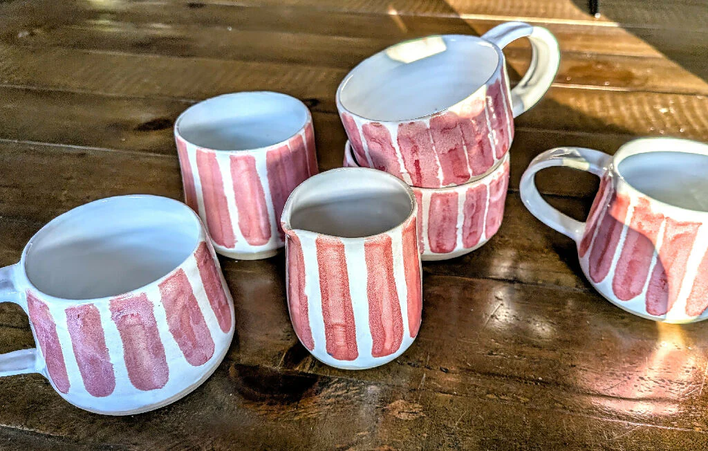 CAPPUCCINO CUP - Moss & Blossom Stripes - Image 5