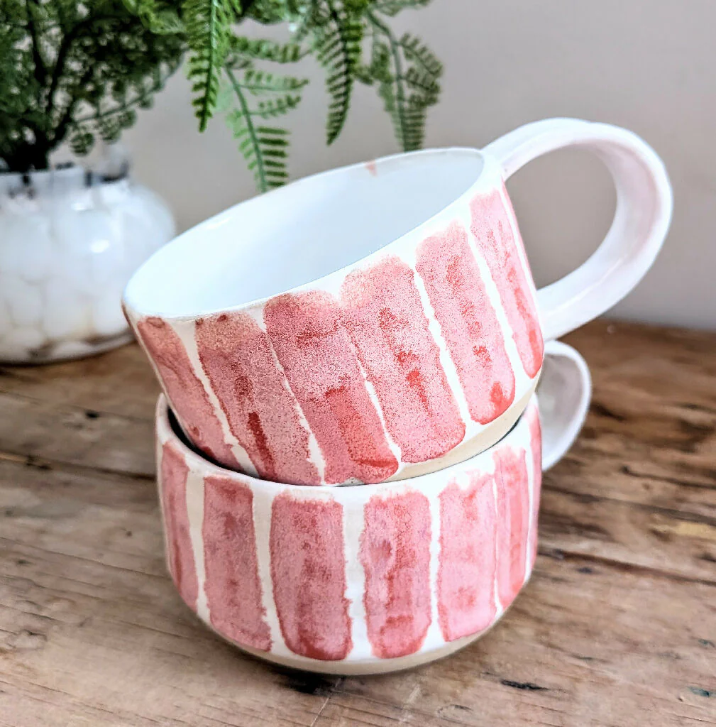 CAPPUCCINO CUP - Moss & Blossom Stripes - Image 6