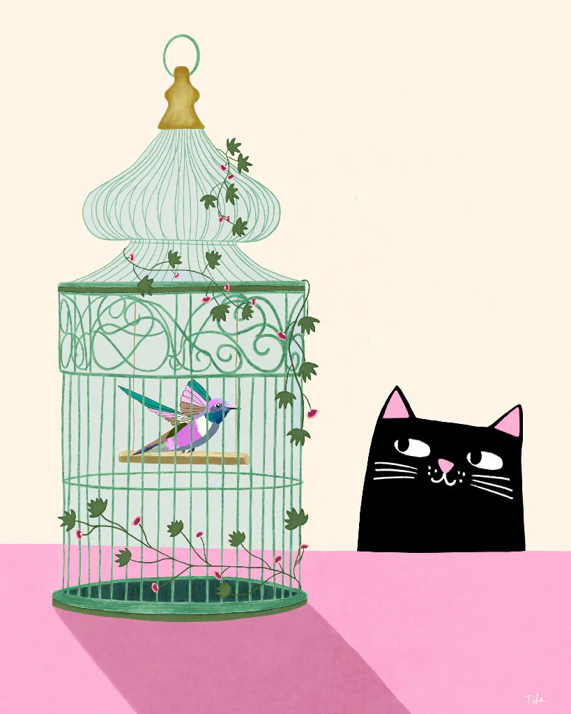 Cat And Hummingbird Print - Image 4