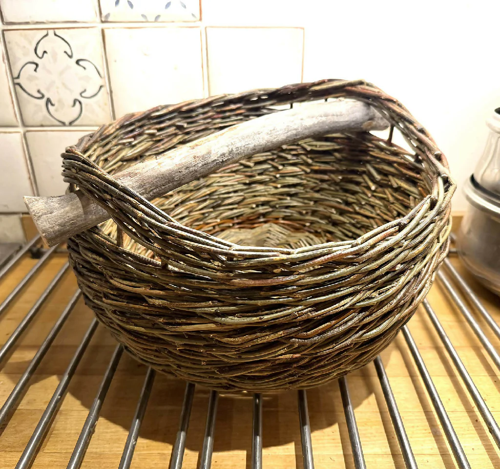 Cauldron Style Willow Bowl with a Driftwood Handle - Image 6