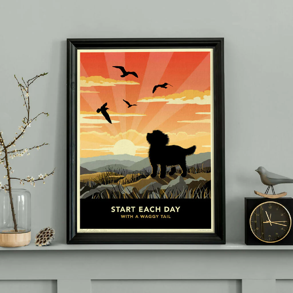 CAVAPOO OR CAVACHON ‘WAGGY TAILS’ LIMITED EDITION ART PRINT - Image 3