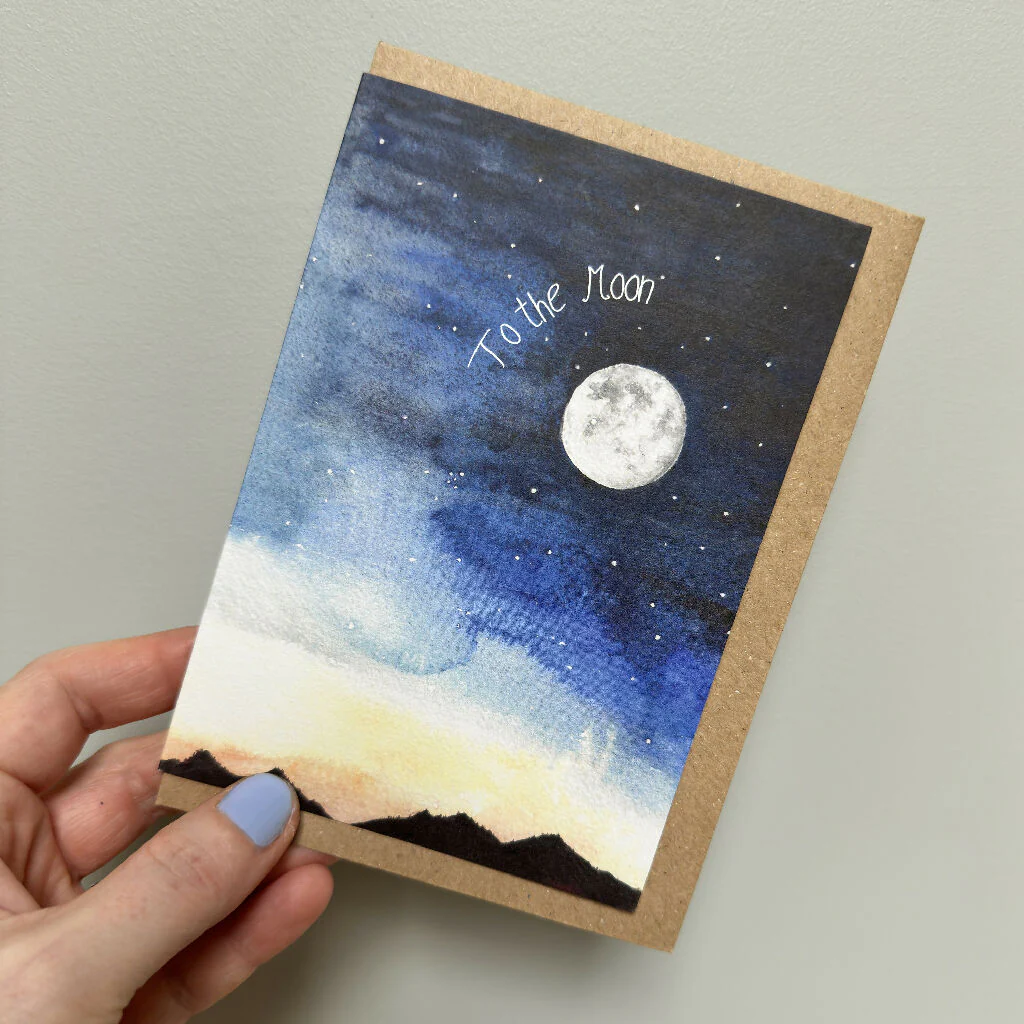 Celestial Full Moon Watercolour Greeting Card - Image 2
