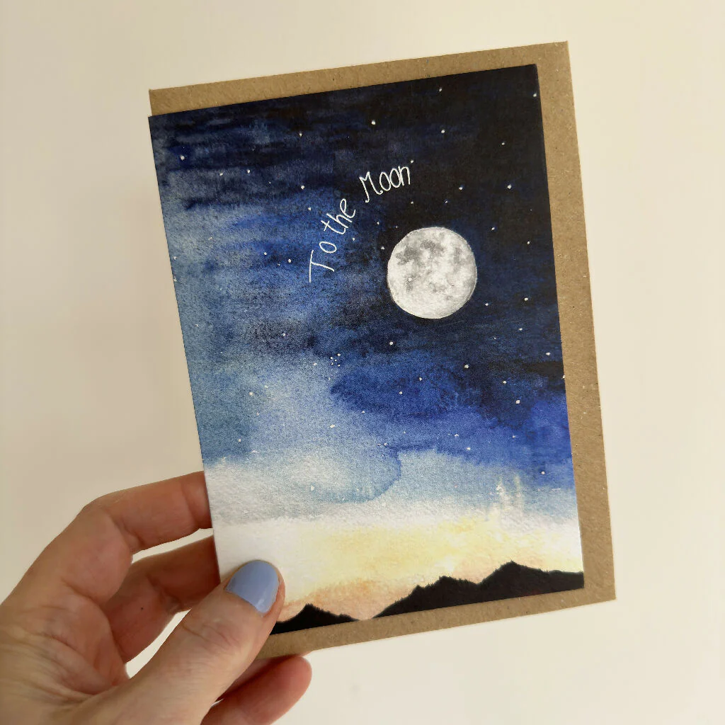 Celestial Full Moon Watercolour Greeting Card - Image 3