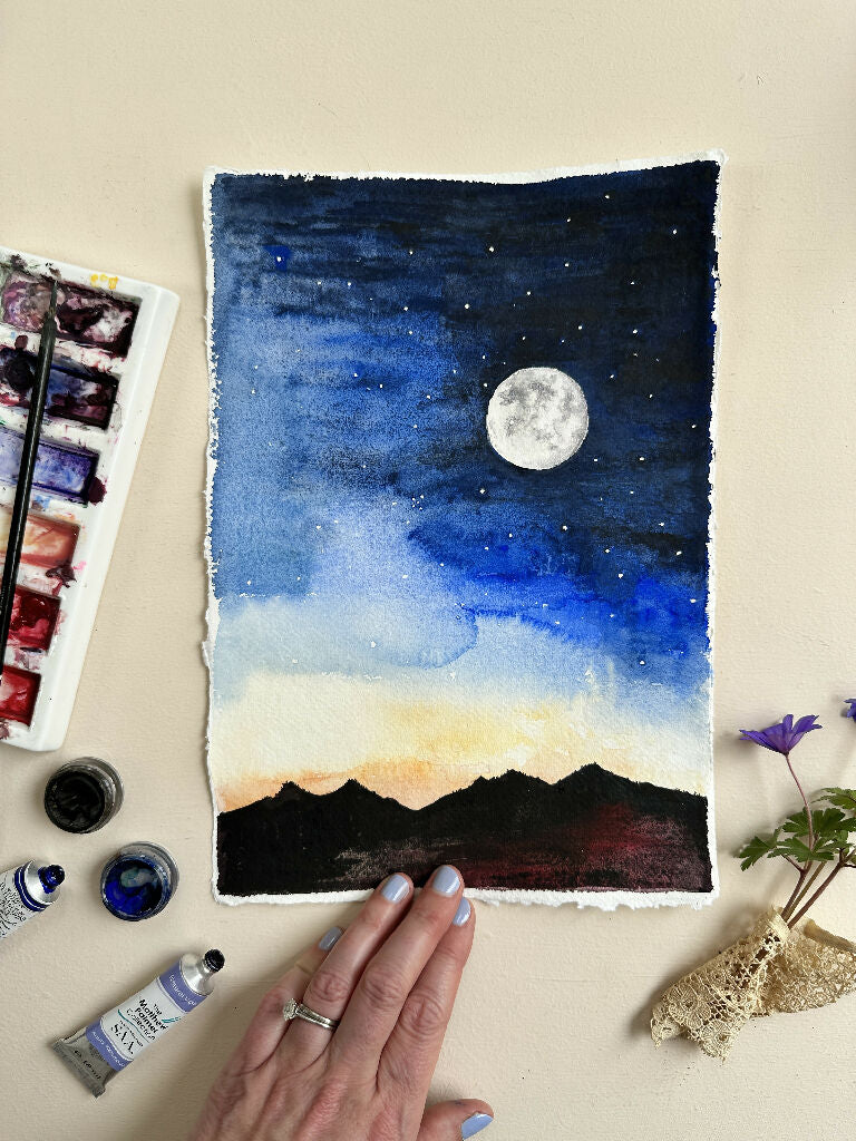Celestial Full Moon Watercolour Greeting Card - Image 4