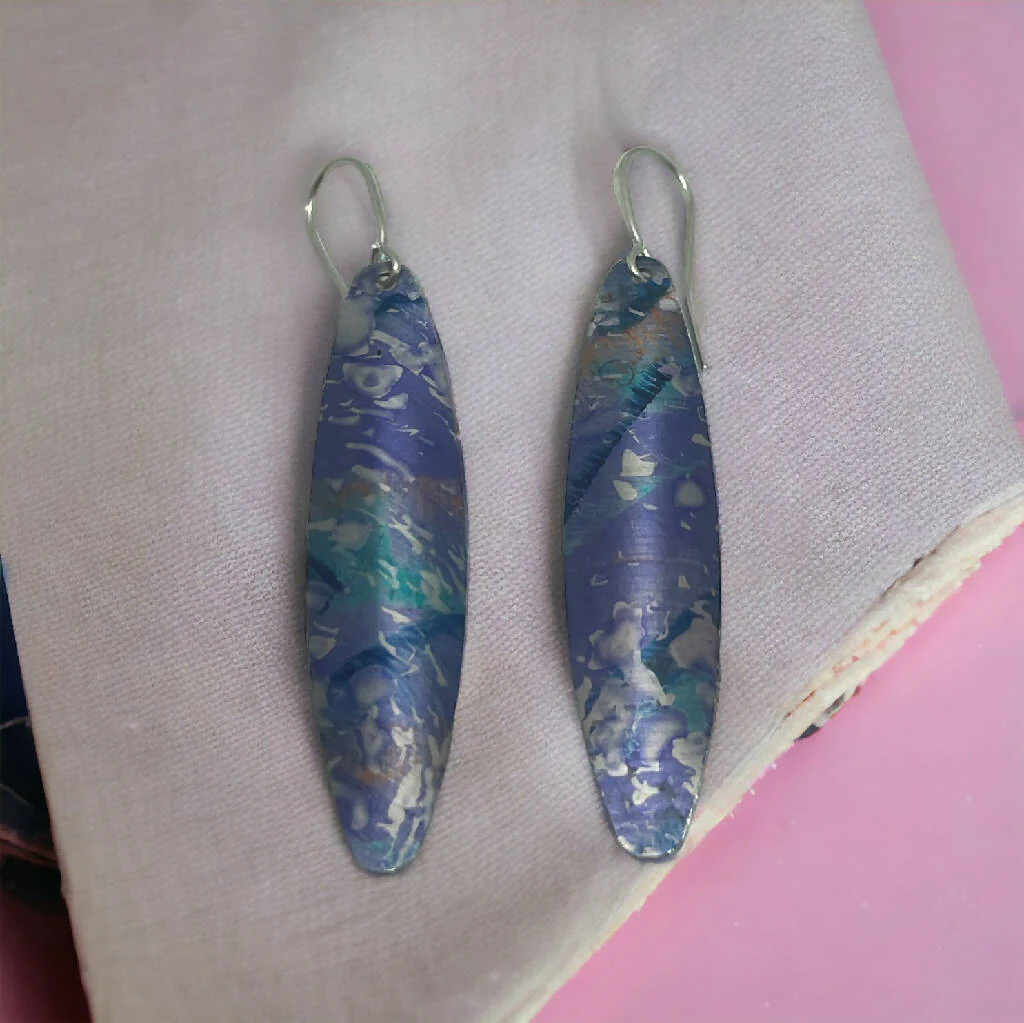 Celosia Feather-like Inspired Aluminium / Silver Earrings - Image 2