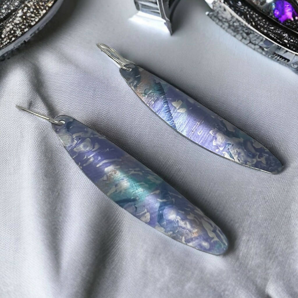 Celosia Feather-like Inspired Aluminium / Silver Earrings - Image 3