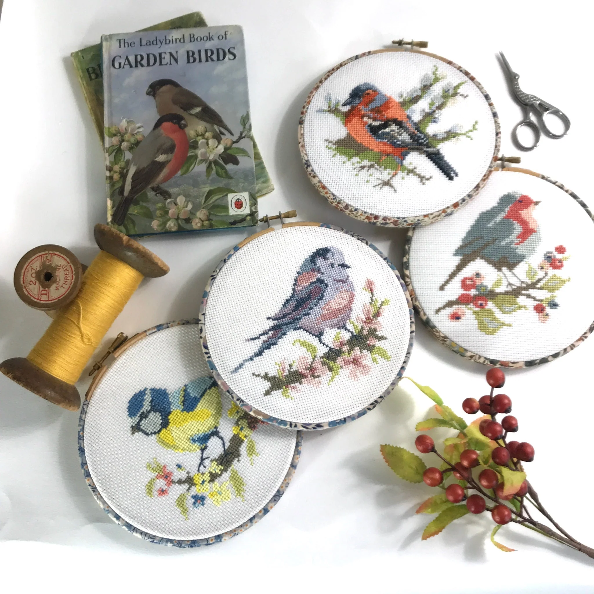 Chaffinch on Pussy Willow, Cross Stitch Embroidery Hoop Wall Hanging Kit - Image 4