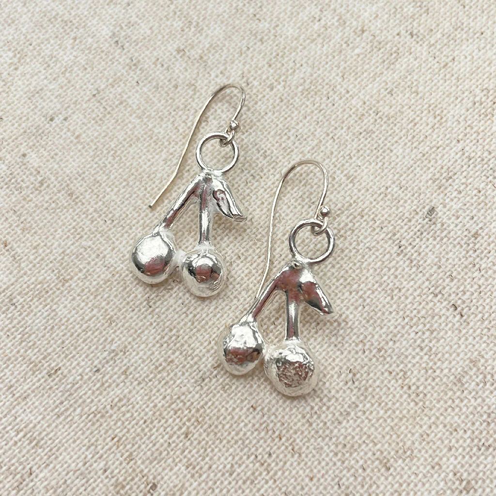 Cherry Sterling Silver Earrings