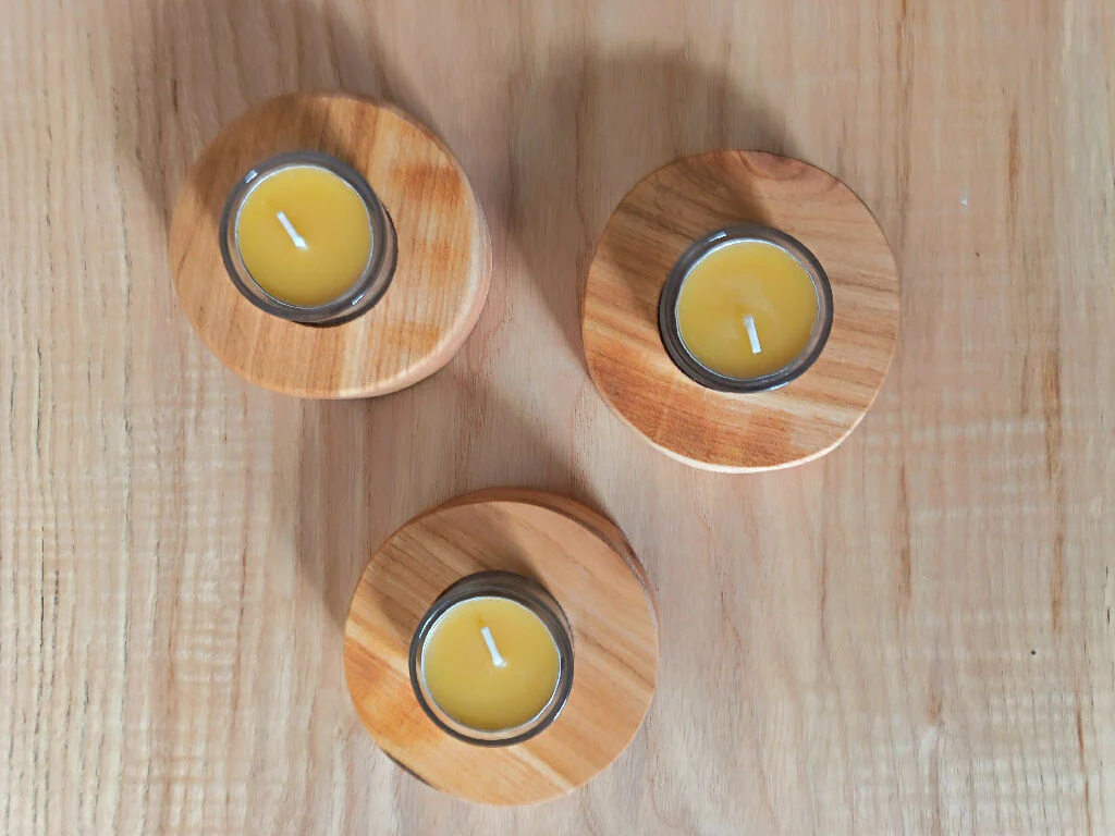 Cherry wood tea light holders - Image 3