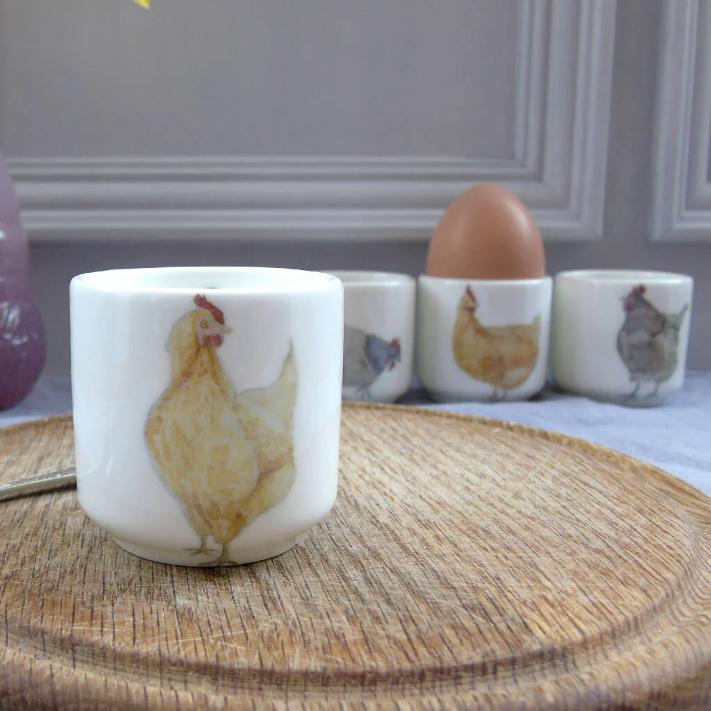 Chickens and Forget me nots Bone China Eggcups - Image 6